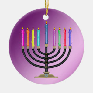 Chanukkah Menorah Ceramic Ornament