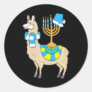 Chanukkah Menorah Hanukkah Llama With Menorah Classic Round Sticker