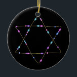 Chanukkah Star of David Ceramic Ornament<br><div class="desc">Think themes! Play with background colours, add or delete text, and (for a bit of an extra fee added already here, but can be deleted) customize the back with images, colour, your logo / business info., etc.! These are also great for gifts or to use as the finishing touch of...</div>