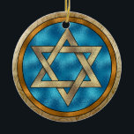 Chanukkah Star of David Ceramic Ornament<br><div class="desc">Have fun with these. Think themes! Play with background colours, add or delete text, and (for a bit of an extra fee) customize the back with images, colour, your logo / business info., etc.! These are also great for gifts or to use as the finishing touch of class on your...</div>