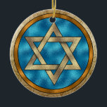 Chanukkah Star of David Ceramic Ornament<br><div class="desc">Have fun with these. Think themes! Play with background colours, add or delete text, and (for a bit of an extra fee) customize the back with images, colour, your logo / business info., etc.! These are also great for gifts or to use as the finishing touch of class on your...</div>