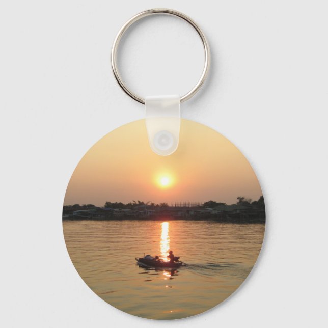 Chao Phraya River Sunset ... Ayutthaya, Thailand Keychain (Front)