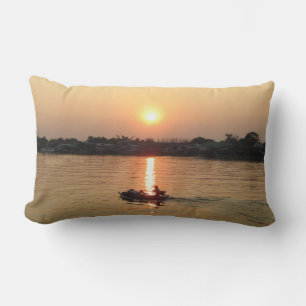 Chao Phraya River Sunset ... Ayutthaya, Thailand Lumbar Pillow