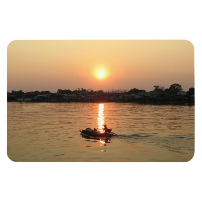 Chao Phraya River Sunset ... Ayutthaya, Thailand Magnet (Horizontal)
