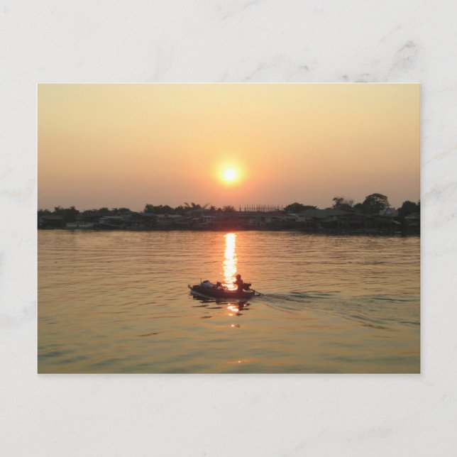 Chao Phraya River Sunset ... Ayutthaya, Thailand Postcard (Front)