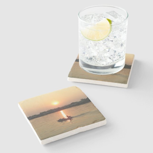 Chao Phraya River Sunset ... Ayutthaya, Thailand Stone Coaster (Side)