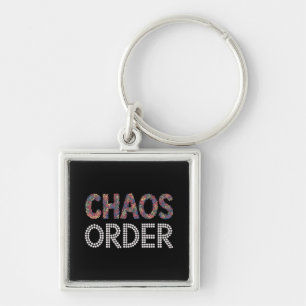 Chaos and Order Modern Artistic Duality Graphic Keychain