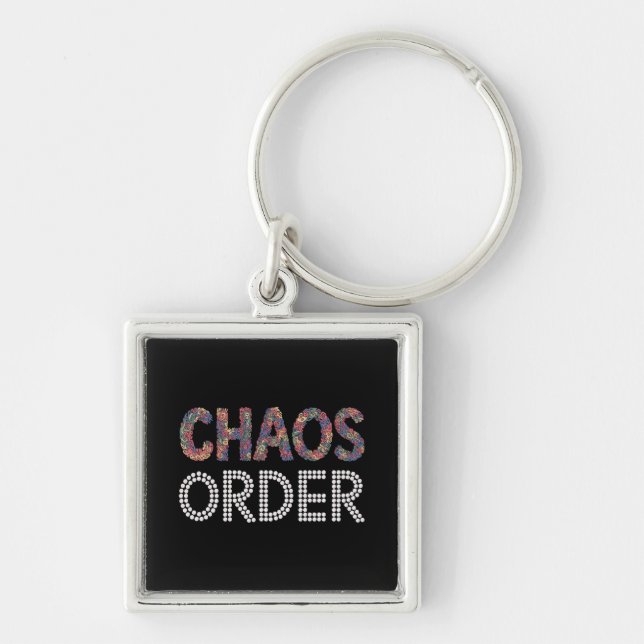 Chaos and Order | Modern Artistic Duality Graphic  Keychain (Front)