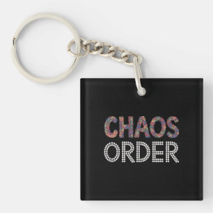 Chaos and Order Modern Artistic Duality Graphic Keychain