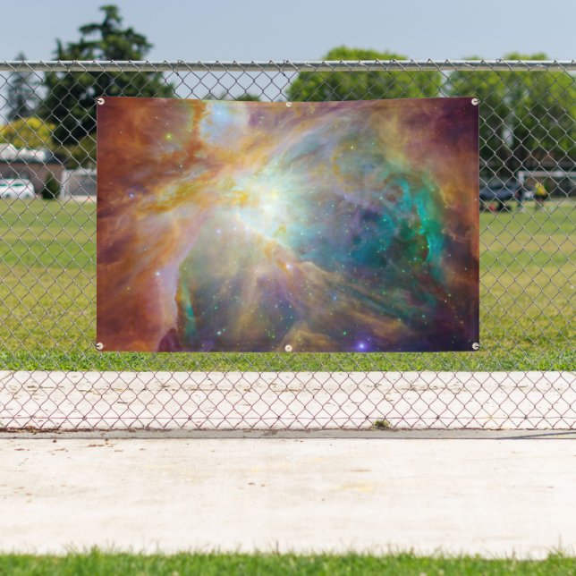Chaos at Heart of Orion Spitzer Hubble Composite Banner (Insitu)