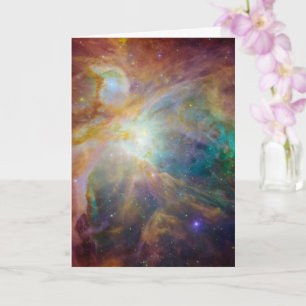 Chaos at Heart of Orion Spitzer Hubble Composite Card