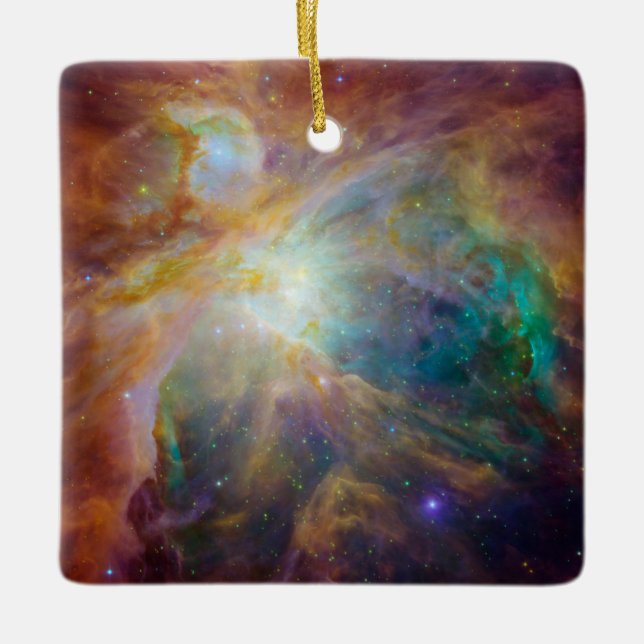 Chaos at Heart of Orion Spitzer Hubble Composite Ceramic Ornament (Front)