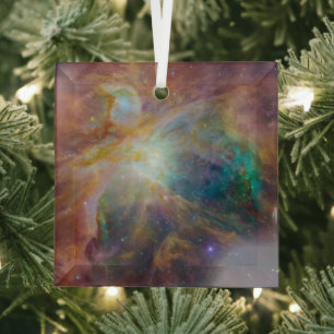 Chaos at Heart of Orion Spitzer Hubble Composite Glass Ornament