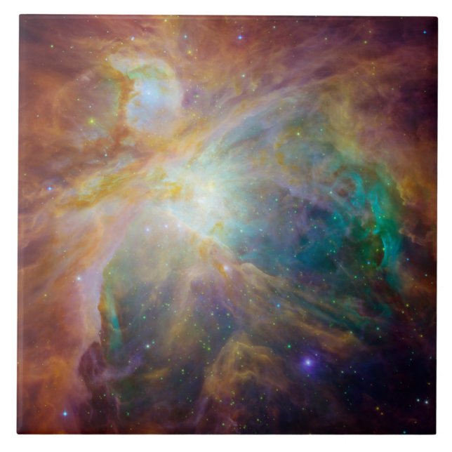 Chaos at Heart of Orion Spitzer Hubble Composite Tile (Front)
