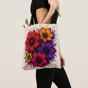 Chaos Bloom – Bold Floral Splash Tote Bag