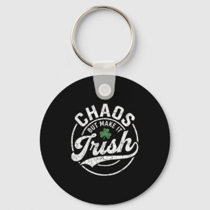 Chaos but make it irish lucky clover keychain