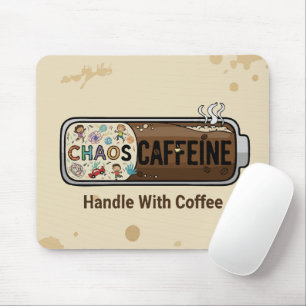Chaos & Caffeine Funny Parenting Mom Life Coffee Mouse Pad