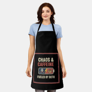 Chaos & Caffeine Funny Retro Parenting Mom Dad Quo Apron