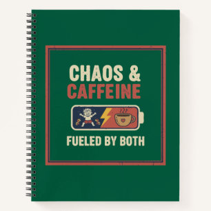 Chaos & Caffeine Funny Retro Parenting Mom Dad Quo Notebook