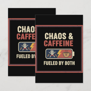 Chaos & Caffeine Funny Retro Parenting Mom Dad Quo Thank You Card
