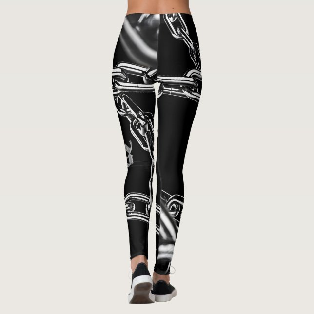 CHAOS Chains Metallic Grunge Streetwear Leggings (Back)