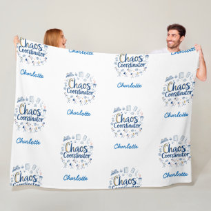Chaos Coordinator Best Funny Mother's Day Gift Fleece Blanket