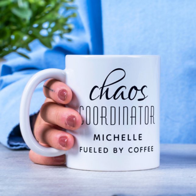 Chaos Coordinator Black Typography Personalized Coffee Mug (Creator Uploaded)