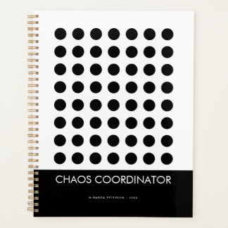 Chaos Coordinator Black White Personalized Name Planner