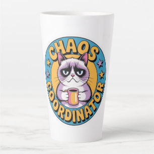 Chaos Coordinator Cat Sticker - Funny Grumpy Coffe Latte Mug