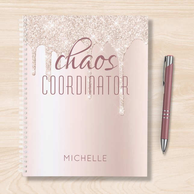 Chaos Coordinator Chic Girly Glitter Personalized Planner (Creator Uploaded)