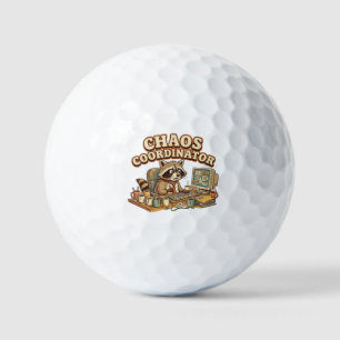 Chaos Coordinator Funny Overworked Raccoon Golf Balls