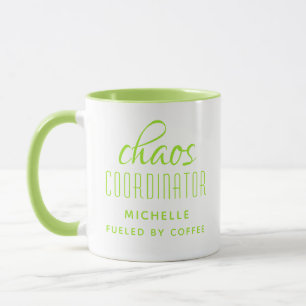 Chaos Coordinator Green Typography Personalized Mug
