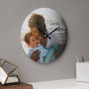 Chaos Coordinator Mom Custom Year Large Clock