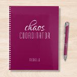 Chaos Coordinator Pink Personalized Name Planner<br><div class="desc">Chaos Coordinator Deep Pink Personalized Name festuresthe text "chaos coordinator" in a fun white script typography. Perfect for that busy mom,  teacher,  sports team manager or work boss. Designed by Evco Studio www.zazzle.com/store/evcostudio</div>