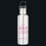 Chaos Coordinator Pink Typography Personalized  710 Ml Water Bottle<br><div class="desc">Chaos Coordinator Pink Typography Personalized Water Bottle features a simple design of the text "chaos coordinator" in a fun pink calligraphy script with your personalized name below. Personalize by editing the text in the text box provided. Perfect for that busy mom,  teacher,  sports team manager or work boss</div>