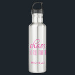 Chaos Coordinator Pink Typography Personalized  710 Ml Water Bottle<br><div class="desc">Chaos Coordinator Pink Typography Personalized Water Bottle features a simple design of the text "chaos coordinator" in a fun pink calligraphy script with your personalized name below. Personalize by editing the text in the text box provided. Perfect for that busy mom,  teacher,  sports team manager or work boss</div>