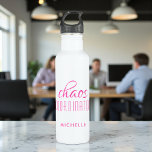 Chaos Coordinator Pink Typography Personalized  710 Ml Water Bottle<br><div class="desc">Chaos Coordinator Pink Typography Personalized Water Bottle features a simple design of the text "chaos coordinator" in a fun pink calligraphy script with your personalized name below. Personalize by editing the text in the text box provided. Perfect for that busy mom,  teacher,  sports team manager or work boss</div>