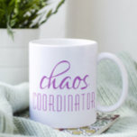 Chaos Coordinator Purple Script Coffee Mug<br><div class="desc">Chaos Coordinator Purple Script Coffee Mug is a simple design of "chaos coordinator" in a fun purple typographic text. Perfect for that busy mom,  dad,  coach,  teacher,  sports team manager or work boss. Designed by ©Evco Studio www.zazzle.com/store/evcostudio</div>