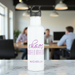 Chaos Coordinator Purple Typography Personalized 710 Ml Water Bottle<br><div class="desc">Chaos Coordinator Purple Typography Personalized Water Bottle features a simple design of the text "chaos coordinator" in a fun purple  calligraphy script with your personalized name below. Personalize by editing the text in the text box provided. Perfect for that busy mom,  teacher,  sports team manager or work boss</div>