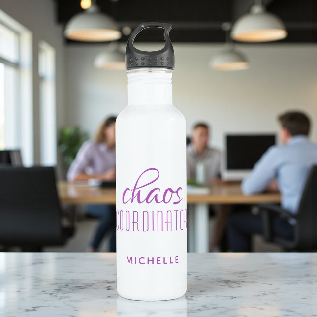 Chaos Coordinator Purple Typography Personalized 710 Ml Water Bottle (Creator Uploaded)