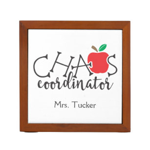 Chaos Coordinator Red Apple Cute Teacher Name Desk Organizer