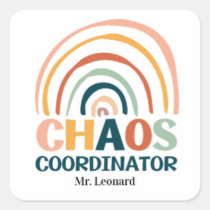 Chaos Coordinator retro colors boho rainbow Square Sticker