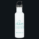 Chaos Coordinator Turquoise Typography Custom Name 710 Ml Water Bottle<br><div class="desc">Chaos Coordinator Turquoise Typography Personalized Water Bottle features a simple design of the text "chaos coordinator" in a fun turquoise  calligraphy script with your personalized name below. Personalize by editing the text in the text box provided. Perfect for that busy mom,  teacher,  sports team manager or work boss</div>