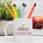 Chaos Coordinator Typographic Text Coffee Mug<br><div class="desc">A simple design of "chaos coordinator" in a fun burgundy typographic text. Perfect for that busy mom,  dad,  coach,  teacher,  sports team manager or work boss #coffee #coffeemugs #mugs #coffeelove #coffeelover #gift #gifts #giftsforher #girlboss #momboss #momlife #dadlife #coach</div>