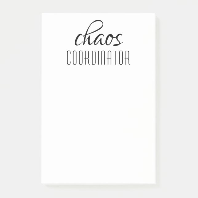 Chaos Coordinator Typographic Text Post-it Notes (Front)