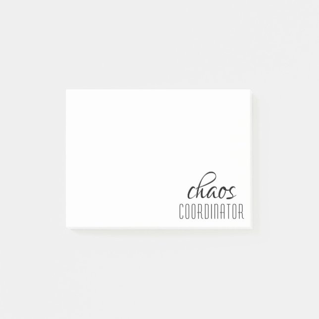 Chaos Coordinator Typographic Text Post-it Notes (Front)
