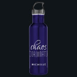 Chaos Coordinator White Typography Personalized 710 Ml Water Bottle<br><div class="desc">Chaos Coordinator White Typography Personalized Water Bottle features a simple design of the text "chaos coordinator" in a fun white calligraphy script with your personalized name below. Personalize by editing the text in the text box provided. Perfect for that busy mom,  teacher,  sports team manager or work boss</div>