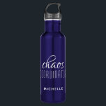 Chaos Coordinator White Typography Personalized 710 Ml Water Bottle<br><div class="desc">Chaos Coordinator White Typography Personalized Water Bottle features a simple design of the text "chaos coordinator" in a fun white calligraphy script with your personalized name below. Personalize by editing the text in the text box provided. Perfect for that busy mom,  teacher,  sports team manager or work boss</div>