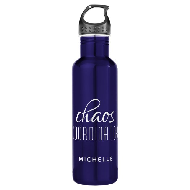 Chaos Coordinator White Typography Personalized 710 Ml Water Bottle (Front)