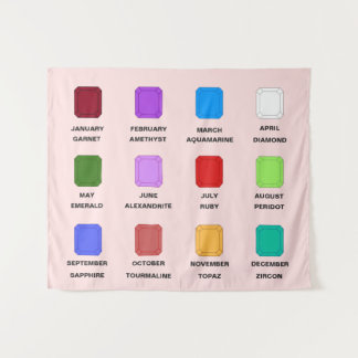 Chaos Emerald Birthstone Chart Pink Tapestry